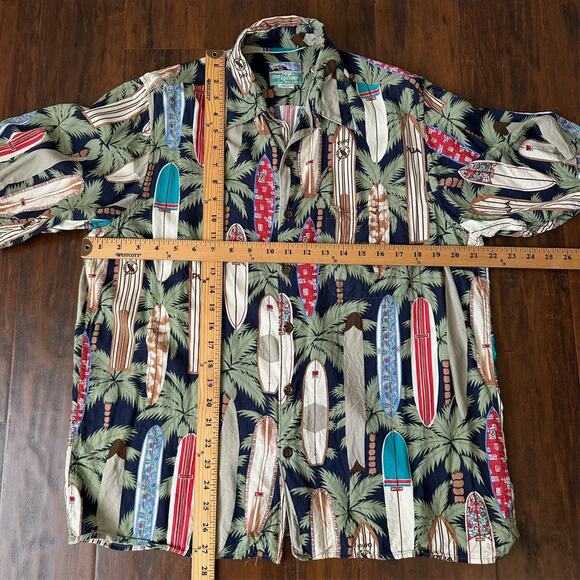Vintage REY SPOONER Surfboard Shirt Multi Button Up Hawaiian Beach Aloha - Picture 6 of 6